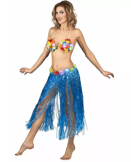 Jupe hawaïenne longue bleue adulte, image 2