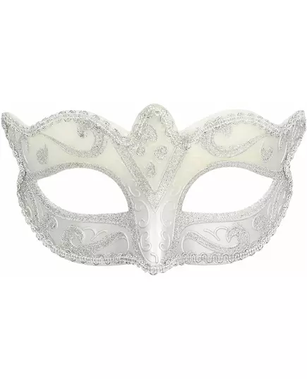 Zilverkleurig Venetiaanse masker met glitters vrouwen, image 2