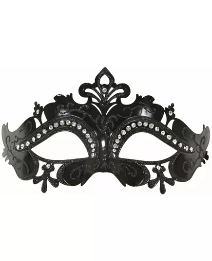 Venetiaans masker met zwarte strass voor volwassenen, image 2