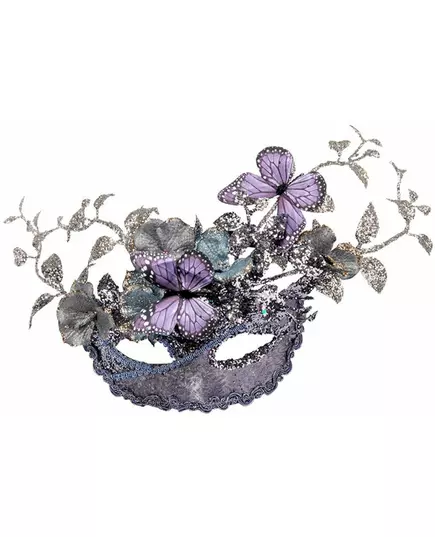 Zilver en lila masker met vlinder- en vrouwelijke takken, image 2