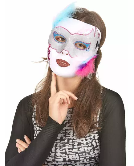 Masque blanc brillant Adulte, image 2