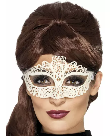 Masque dentellé blanc femme, image 2