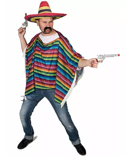Veelkleurige Mexicaanse poncho met franjes voor volwassenen, image 2