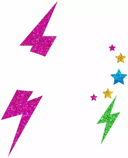 Stickers pour visage éclairs à paillettes multicolores, image 2