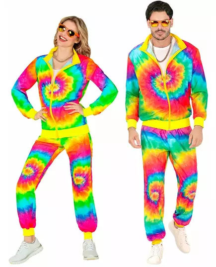 Groot formaat neon Tie and Dye trainingspak voor volwassenen, Maat: XX-Large, image 2