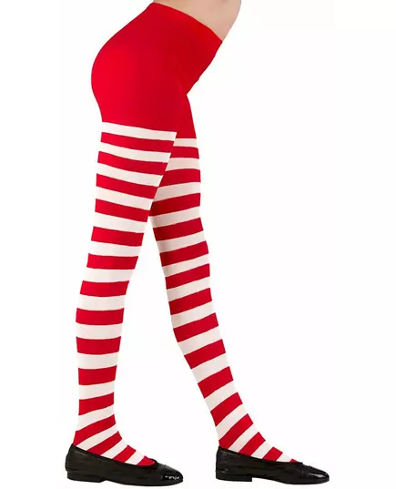 Rood met wit gestreepte panty's voor kinderen, Maat: 4–5 jaar (116 cm), image 2
