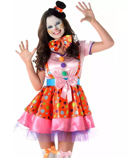 Déguisement clown à pois coloré femme, Taille: Large, image 2