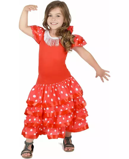 Rode flamenco danseres kostuum voor meisjes, Maat: 10–12 jaar (130–140 cm), image 2