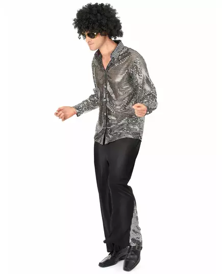 Déguisement disco argenté homme, Taille: X-Large, image 2