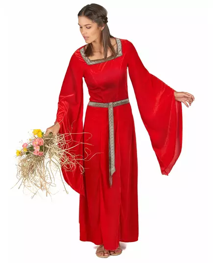 Déguisement médiéval rouge effet velours femme, Taille: X-Large, image 2