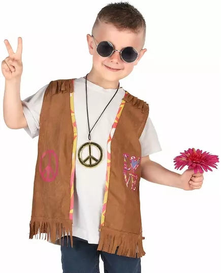 Déguisement gilet hippie enfant, Taille: 5–6 ans (S), image 2