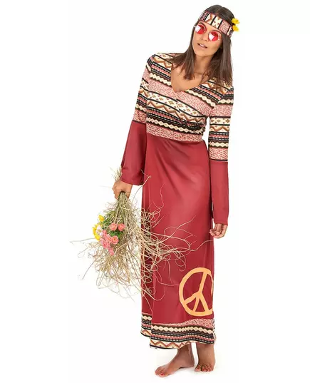Déguisement hippie bordeaux femme, Taille: XX-Large, image 2