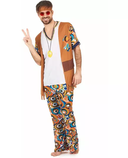 Déguisement hippie motifs ronds homme, Taille: X-Large, image 2