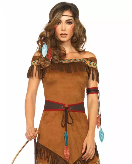 Déguisement indienne faux daim femme, Taille: Medium/Large (42–44), image 2