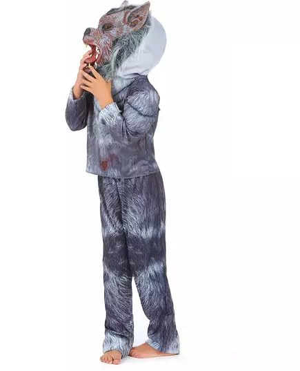 Eng grijs weerwolf kostuum met masker voor kinderen, Maat: 10–12 jaar (130–140 cm), image 2