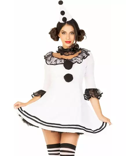 Déguisement pierrot blanc sexy femme, Taille: Medium/Large (42–44), image 2