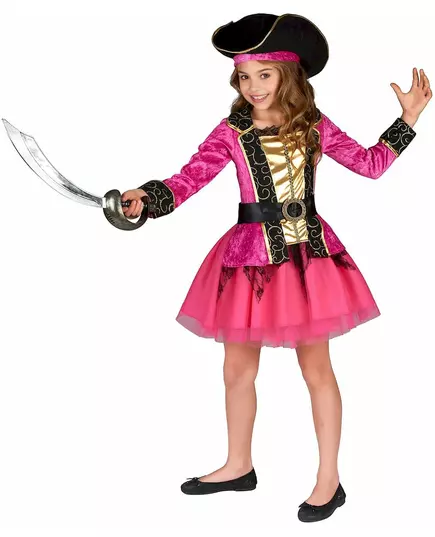 Déguisement Pirate rose et or fille, Taille: 4–6 ans (110–120 cm), image 2