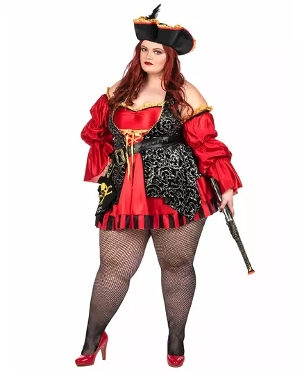 Déguisement Pirate rouge pour femme - Premium, Taille: XL(44/46), image 2