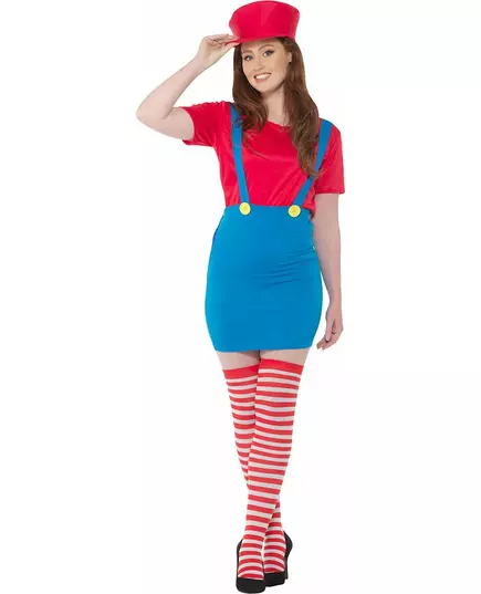 Déguisement Plombier rouge femme, Taille: Medium, image 2