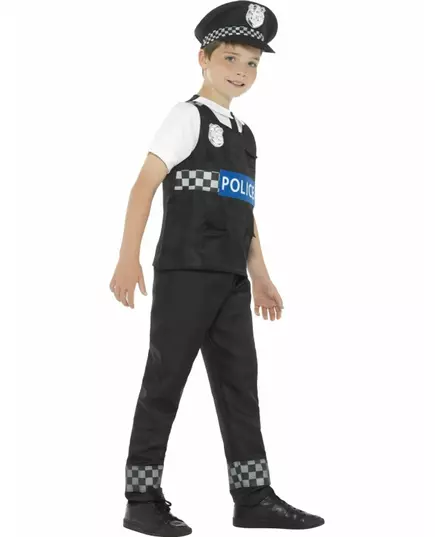 Déguisement policier noir et blanc garçon, Taille: 10–12 ans(145/158 cm), image 2