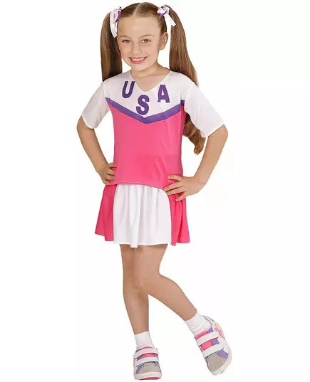 Déguisement pompom girl rose et blanche fille, Taille: 5–7 ans (128 cm), image 2