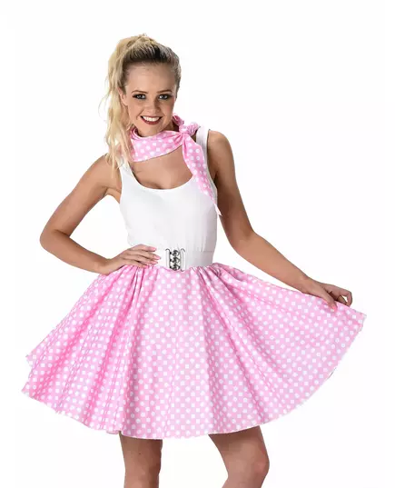 Costume à pois rose clair années 50 pour femme, Taille: X-Large, image 2