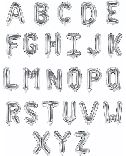 Ballon aluminium lettre argentée 32 cm, Taille: C, image 2