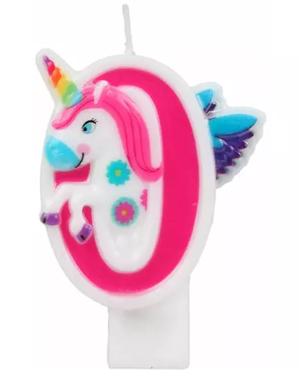 Roze eenhoorn cijferkaars 14 cm, Maat: 9, image 2