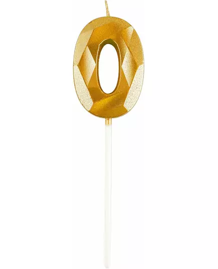 Gouden cijferkaars met diamanteffect 5 cm, Maat: 6, image 2