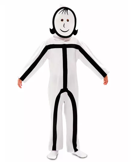 Déguisement avec masques Stickman enfant, Taille: 7–9 ans (122–138 cm), image 2
