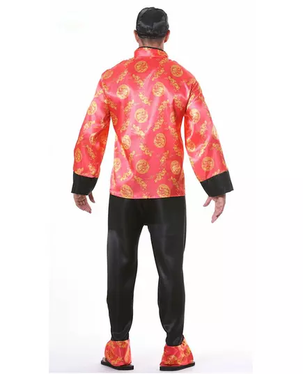 Déguisement chinois rouge et doré homme, Taille: Large (52–54), image 2