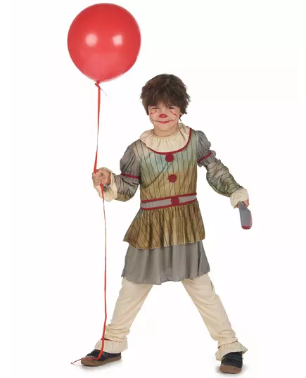 Déguisement clown terrifiant gris garçon, Taille: 7–9 ans (120–130 cm), image 2