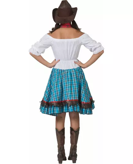 Kostuum cowgirl met blauw ruitje voor vrouwen, Maat: X-Small, image 2
