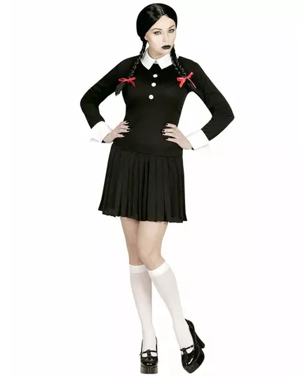 Zwart gothic schoolmeisje kostuum voor vrouwen, Maat: XS, image 2