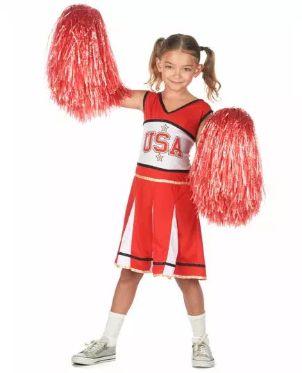 Déguisement pompom girl USA rouge fille, Taille: 3–4 ans (92–104 cm), image 2