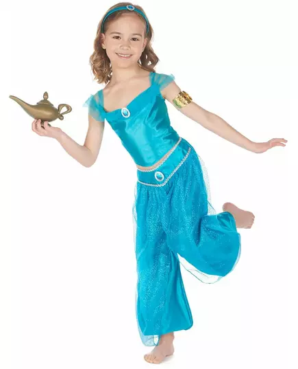 Vermomming van blauwe oosterse prinses voor meisje, Maat: 4–6 jaar (110–120 cm), image 2