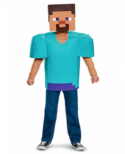 Klassiek Minecraft™ steve kostuum voor kinderen, Maat: 7–8 jaar (124–136 cm), image 2