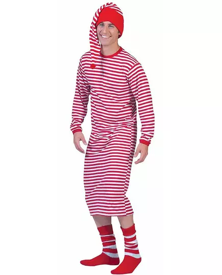 Rood-wit gestreepte maxi jurk voor volwassenen, Maat: Large, image 2