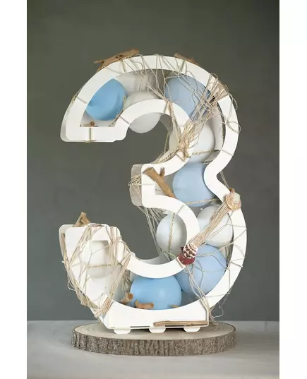 Witte getallenstructuur voor ballonnen van 64 cm, Maat: 5, image 2