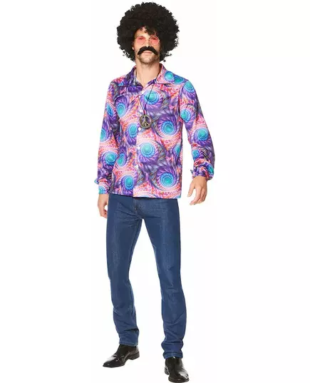 Psychedelisch disco overhemd voor heren, Maat: X-Large, image 3