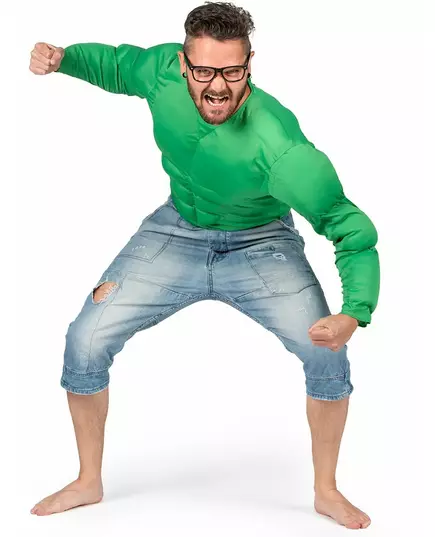 Chemise muscles verts adulte, Taille: Large, image 3