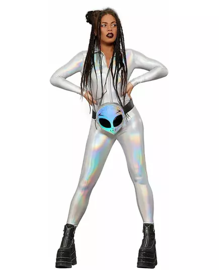 Combinaison holographique brillante femme, Taille: Small, image 2