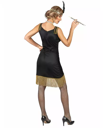 Zwart en goudkleurig charleston kostuum voor vrouwen, Maat: XX-Large, image 3