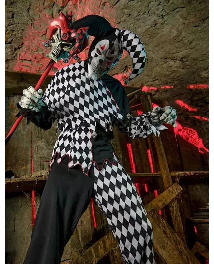 Déguisement clown Arlequin d'Halloween homme noir, Taille: XX-Large, image 3