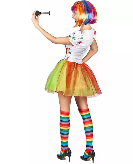 Veelkleurige verf clown kostuum voor vrouwen, Maat: Medium, image 3