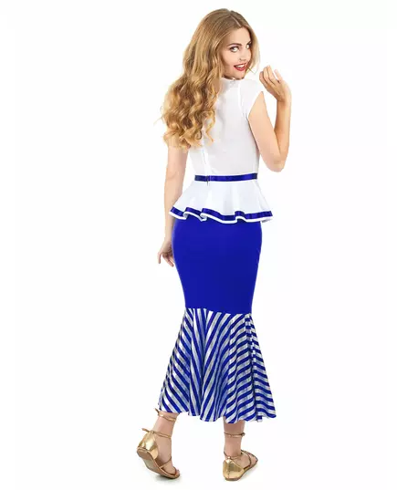 Wit en blauw Galliër kostuum voor vrouwen, Maat: Large, image 3
