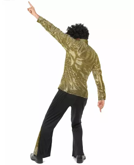 Déguisement disco doré à paillettes homme, Taille: X-Large, image 3