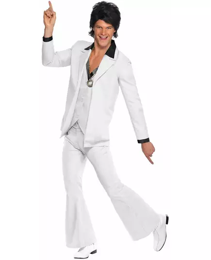 Witte disco feestkleding voor heren, Maat: XX-Large, image 3