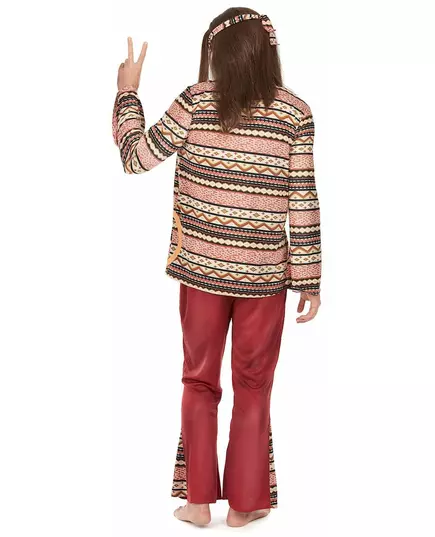 Bordeaux rood hippie kostuum voor mannen, Maat: Small, image 3
