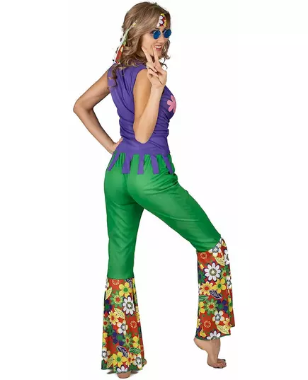 Veelkleurig hippie Flower Power kostuum voor vrouwen, Maat: Medium, image 3